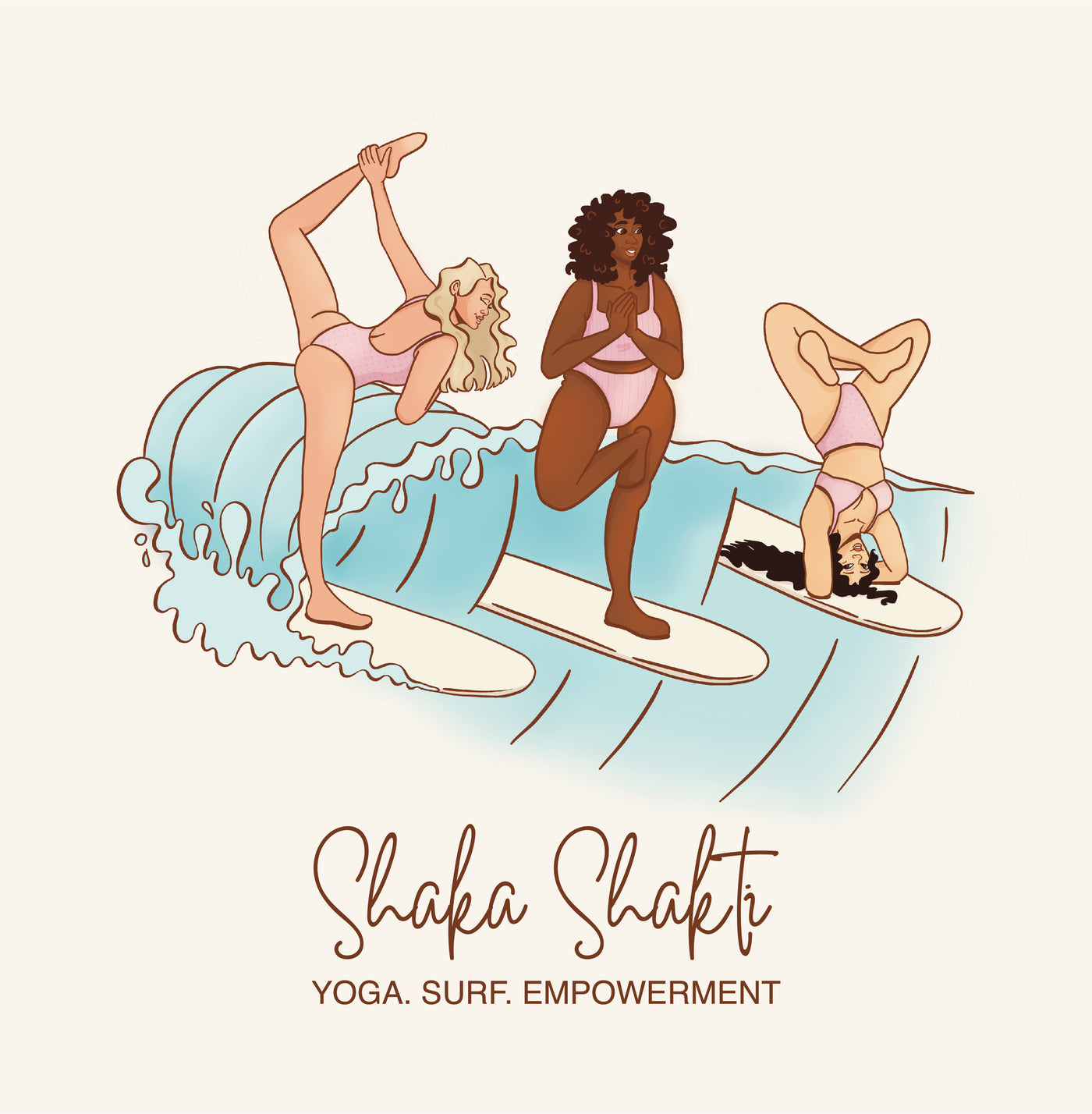 Shaka Shakti Art | Yoga Babes on a Wave | Poster